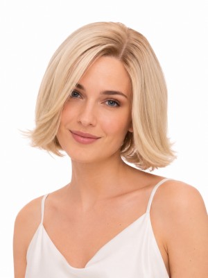 10 Zoll Champagner-Beigeblonde Bob Echthaarperücke für Damen mit Lace Front