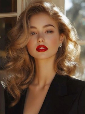 Vorne Lace Echthaarperücke in Goldenem Blond mit Glamourösen Wellen – Luxuriöser Look