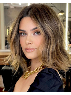 Blonde Ombre Lace Front Kurzhaarperücke für kaukasische Frauen, 100 % Echthaar