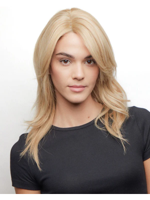 Front-Lace Echthaar-Perücke – 100% Menschenhaar, blond, natürlich, seidig & stylbar, unsichtbarer Haaransatz, hochwertige Damenperücke mit realistischem Look für Alltag & Beauty-Styles