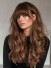 Lace Front Echthaar Perücke Lang Wellig mit Pony – 100% Echthaar Damenperücke, HD Transparent Lace, Natürliches Braun, Voluminöse Locken, Real Human Hair Wig