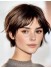 Premium 100% Echthaar Kurzhaarperücke Damen – Pixie Cut mit Pony | Dunkelbraun | Maschinengefertigt | Natürlich, Weich & Atmungsaktiv | Für Alltag, Party und Reisen