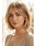 Lace Front Echthaarperücke French Bob mit Curtain Bangs – Blonde Damenperücke aus 100 % Echthaar Natürlich Gestuft