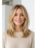 Lace Front Echthaarperücke Mittellang Gestuft mit Curtain Bangs – Blonde Damenperücke aus 100 % Echthaar