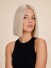 10 Zoll Platinblonde Blunt Bob Kunsthaarperücke für Damen – Maschinell Gefertigt