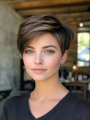 Lace Front Echthaar Perücke Kurz – Natürlicher Pixie Cut mit Seitenscheitel, Unsichtbare Front, Handgeknüpft, Natürliches Volumen für Damen