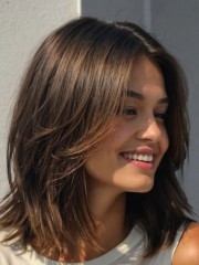 Mittellange braune Echthaar-Perücke mit Lace Front – Natürlicher Look für Damen, handgeknüpft & bequem