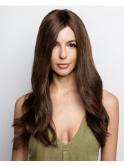 Echthaar Front-Lace Perücke Damen – Lange Glatte Stufen, Natürliches Haaransatz-Design, Mittelscheitel, Weich & Realistisch, Premium Qualität