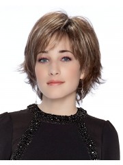 Lace Front Echthaar Perücke Damen – Kurz Geschnitten, Stufig, Hellbraun, Natürliches Volumen, Realistischer Spitzen-Haaransatz, Vorderlace Perücke