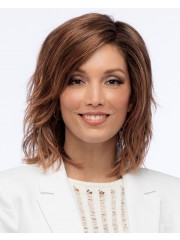 Echthaar Lace Front Perücke Damen – Mittellanger Stufiger Schnitt, Natürliches Frontlace, Leicht Gewellt, Realistischer Haaransatz, Elegant & Alltagstauglich