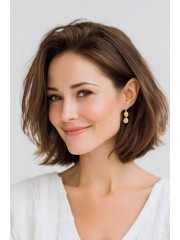 Echthaar Lace Front Perücke Damen – Kurzer Bob mit Seitenscheitel, Natürliches Frontlace, Braun, Leicht Gewellt, Realistischer Haaransatz & Komfortabel für Alltag