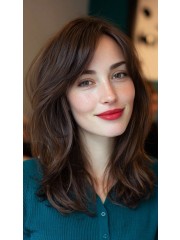 Echthaar Perücke Damen – Maschinengefertigt, Mittellang & Leicht Gewellt, Natürlicher Braunton, Voluminös, Weich & Realistisch für Alltag & Natürliches Styling