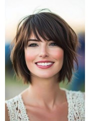 Maschinell Gefertigte Echthaar Perücke Kurz Bob mit Pony – Natürliches Volumen, Modischer Schnitt, Hochwertige Damenperücke