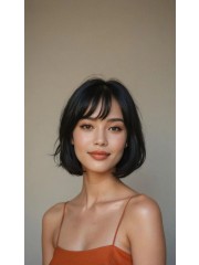 Echthaar Perücke Kurz Bob mit Pony – Maschinengefertigt, Schwarz, Natürlich Fallend & Leicht Gestuft, Weich und Atmungsaktiv, Realistischer Look für Damen