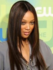 Zauberhaft Gerade Tyra Banks Spitzefront Echthaar Perücke