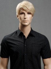 Gerade Kappenlose 6 Inch Mittle Blonde Männer Perücke