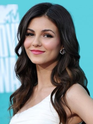 Victoria Justice Liebliche Wellig Spitzefront Echthaar Perücke