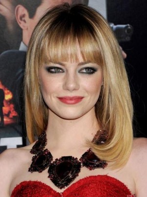 Emma Stone Hell Blonde Perücke Mit Voll Fransen