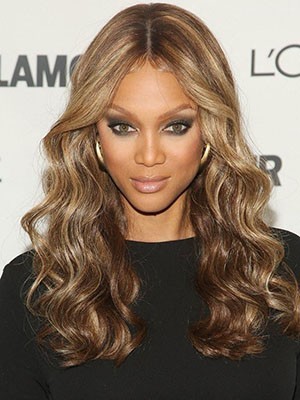 Tyra Banks Spitzefront Echthaar Lange Wellige Perücke