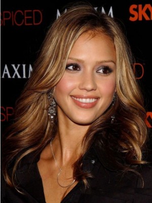 Jessica Alba Komfortable Wellig Vollspitze Perücke