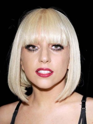 Neu Stil Gerade Lady Gaga Kappenlos Synthetische Perücke