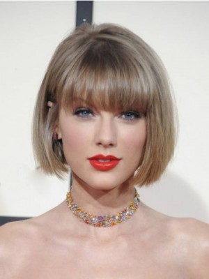 Verführerisch Taylor Swift Gerade Kappenlos Echthaar Perücke