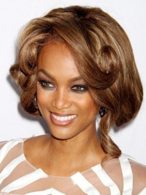 Dauerhaft Wellig Tyra Banks Spitzefront Echthaar Perücke