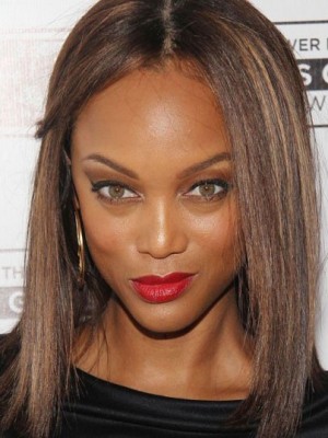 Tyra Banks Magische Gerade Spitzefront Echthaar Perücke