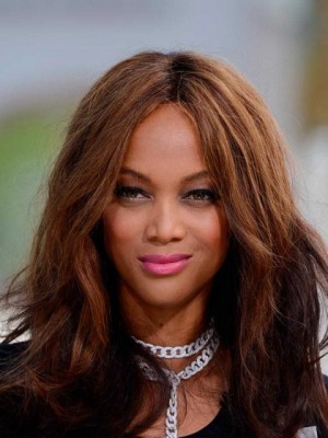 Tyra Banks Anmutige Wellig Spitzefront Echthaar Perücke