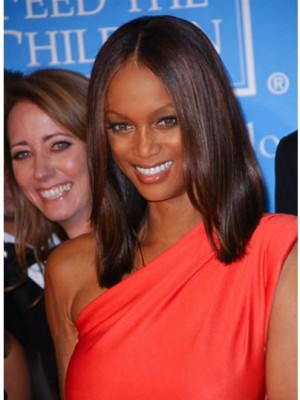 Tyra Banks Günstige Gerade Spitzefront Kunsthaar Perücke