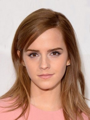 Schimmernd Gerade Spitzefront Emma Watson Kunsthaar Perücke