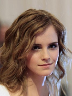 Modern Wellig Emma Watson Spitzefront Echthaar Perücke