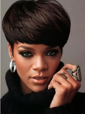 Rihanna Hübsche Haarschnitt Gerade Perücke