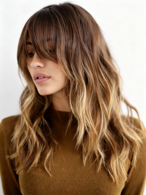Blonde Lace Front Perücke mit Pony – Echthaar, Natürliche, Klebefreie Perücke für Frauen
