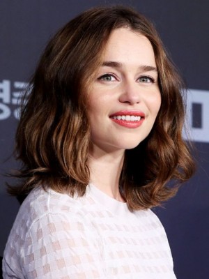 Emilia Clarke Wonnige Wellig Spitzefront Echthaar Perücke