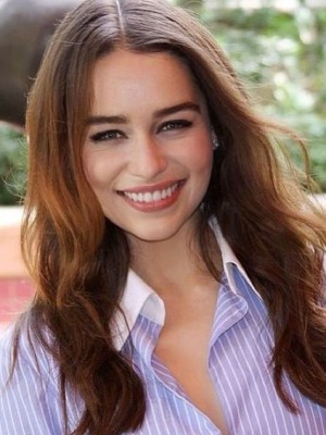 Emilia Clarke Luxuriöse Wellig Spitzefront Echthaar Perücke