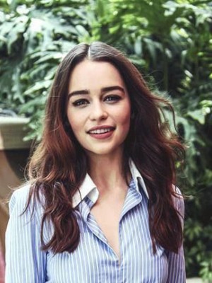 Klassisch Wellig Emilia Clarke Spitzefront Echthaar Perücke