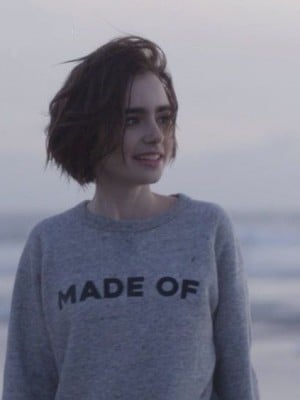 Charmant Gerade Lily Collins Spitzefront Echthaar Perücke