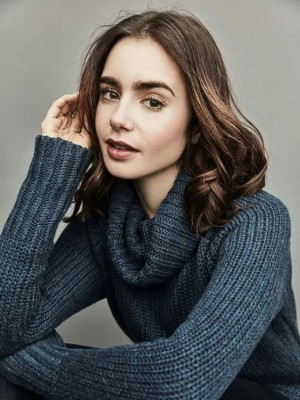 Wunderbar Wellig Spitzefront Kunsthaar Lily Collins Perücke