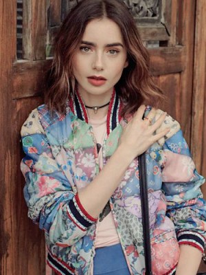 Lily Collins Märchenhafte Wellig Spitzefront Kunsthaar Perücke