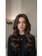 Lace Front Echthaar Perücke Damen Lang Dunkelbraun Wellig Natürlich Real Hair Wig mit Natürlichem Haaransatz