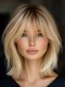 Mittellange Blonde Echthaarperücke für Damen – Glatte Bob Perücke mit 